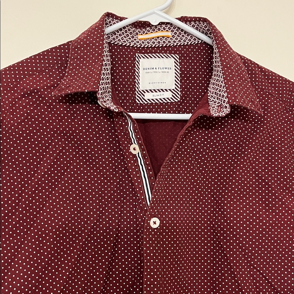 Denim & Flower Maroon Patterned Button Down Shirt - image 4